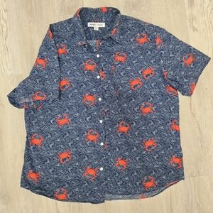 Blue and Red Crab Print Shirt XXL Old Navy